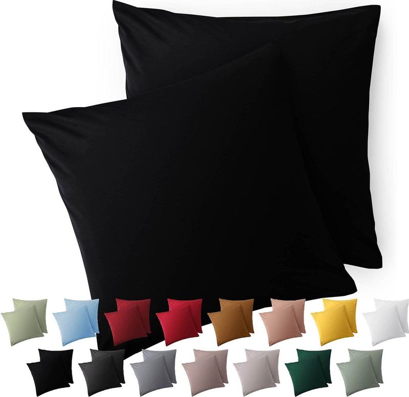 Blumtal Kussensloop Microvezel Kussenhoes 50 x 50 cm - Zwart - Met Rits - Set van 2