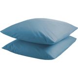 DoubleDry - Kussensloop - Turquoise - 2 stuks - 60x70 cm - 100% Natuurlijk Katoen