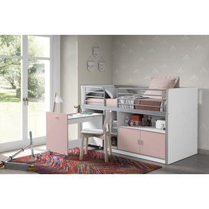 Halfhoogslaper met bureau Bonny 91 - roze