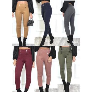 Damesbroek fashion broek hoge taille bruin maat M