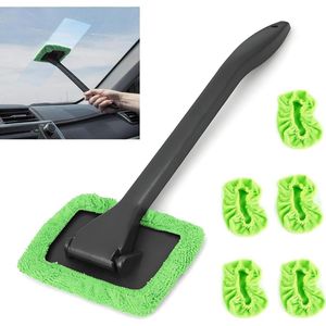 Raamwisser - Auto Schoonmaak Benodigdheden - Raamwasser - Voorruit Schoonmaak Tool met 5 Herbruikbare Handdoeken- Raamwisser Auto - Auto Interieur Ruiten Reinigingsgereedschap - Auto Wasborstels - Raamtrekker