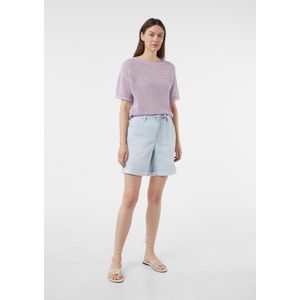 comma - Korte Broeken - Denim - Met Vaste Omslag en Strikceintuur