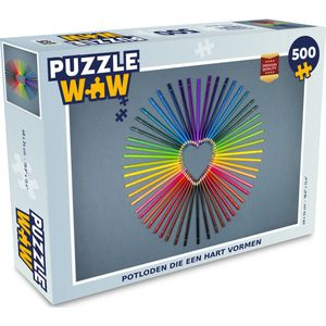 Puzzel Hart - Potloden - Regenboog - Abstract - Legpuzzel - Puzzel 500 stukjes