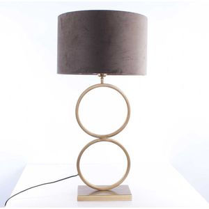 Tafellamp capri 2 ringen | 1 lichts | taupe / bruin | metaal / stof | Ø 40 cm | 82 cm hoog | tafellamp | modern / sfeervol / klassiek design