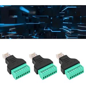 RJ45 Schroefconnector, 3 Stuks RJ45 Schroefterminal Adapter Netwerk RJ45 Ethernet Adapter Binnendraad Naar 8 Pin AV Terminal Schroefadapter, Cat 6 Kabels