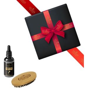 Velihan Beardcare - Baardverzorging Duo Pack Baardolie Geurloos & Baardborstel - Cadeau voor mannen - Vaderdag Cadeau - Cadeau voor hem - Cadeau voor Kerst - Valentijdsdag mannen - Giftset mannen - Geschenkset man - Cadeauset verjaardag