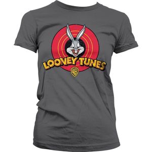 Looney Tunes Distressed Logo Girly Tee Damen T-Shirt Dark-Grey-S