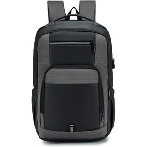Easyjet reisrugzak 45 x 36 x 20 cm handbagage rugzak Oxford uitbreidbare laptoprugzak 17 inch met laptopvak en USB-oplaadpoort voor mannen en vrouwen, 45 x 36 x 20 cm, grijs
