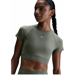 Nike - Pro Dri-FIT Crop Short Sleeve Top - Light Army - Dames