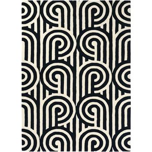 Florence Broadhurst - Turnabouts black 39205 Vloerkleed - 170x240  - Rechthoek - Laagpolig Tapijt - Modern - Zwart_wit