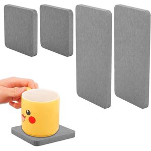 4pcs Water Absorbent Diatomite Coasters, Direct Drying Diatomite Sink Sink Organizer Drawer for Kitchen Bathroom Soap Toiletries (Light Gray)