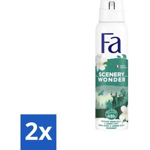 2 x Fa - Deodorant Spray - Scenery Wonder - Houtachtig & Jasmijn - 48 uur Bescherming - 150 ml - Deodorant - Fa - Scenery Wonder - Houtachtige Geur - Jasmijn Geur