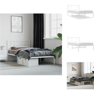 vidaXL Bedframe Metaal - Klassieke - 196x80x90 cm - Wit - Bed