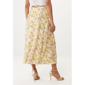Rok With Gathered Front All Over Print Dames - Lime Geel - Maat 34