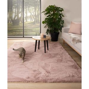 Zacht hoogpolig vloerkleed - Comfy plus - roze 140x200 cm