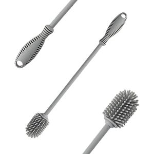 Zachte siliconen flessenreinigingsborstel - 31 cm - Grijs