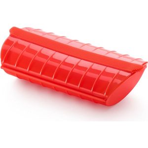 Lékué magnetron stomer voor 1-2 personen uit silicone rood 24x12.4x5cm