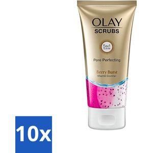 Olay - Pore Berry Burst - Zachte Scrub - Met Aardbei-Extract & Vitaminen B3, B5, E - 150ml - Bulkverpakking - 10 stuks