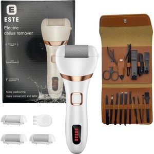 Este® Eeltverwijderaar - Voetvijl - Elektrische Eeltvijl - Met 16-delige Manicure set - Nagelvijl