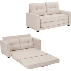 Learnlogic sofa voor 2 personen, sofa met slaapfunctie, modern design, bekleding, slaapsofa, woonkamersofa, sofa met zakken aan de zijkant, bekleding sofa