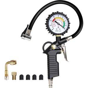Luchtdruktester bandenspanningsmeter 220 psi (15 bar) multifunctionele luchtdrukmeter-ventielkern gereedschap-zwart #2 .