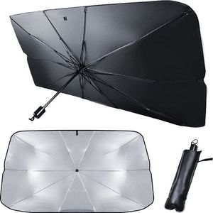 Zonnescherm Auto Voorruit Paraplu-Type – standaard (140x80 cm) Handig zonnescherm dat aan de binnenzijde van de voorruit wordt bevestigd. Reflecteert zonlicht en houdt de auto koeler bij parkeren. Bescherm het interieur tegen UV-straling