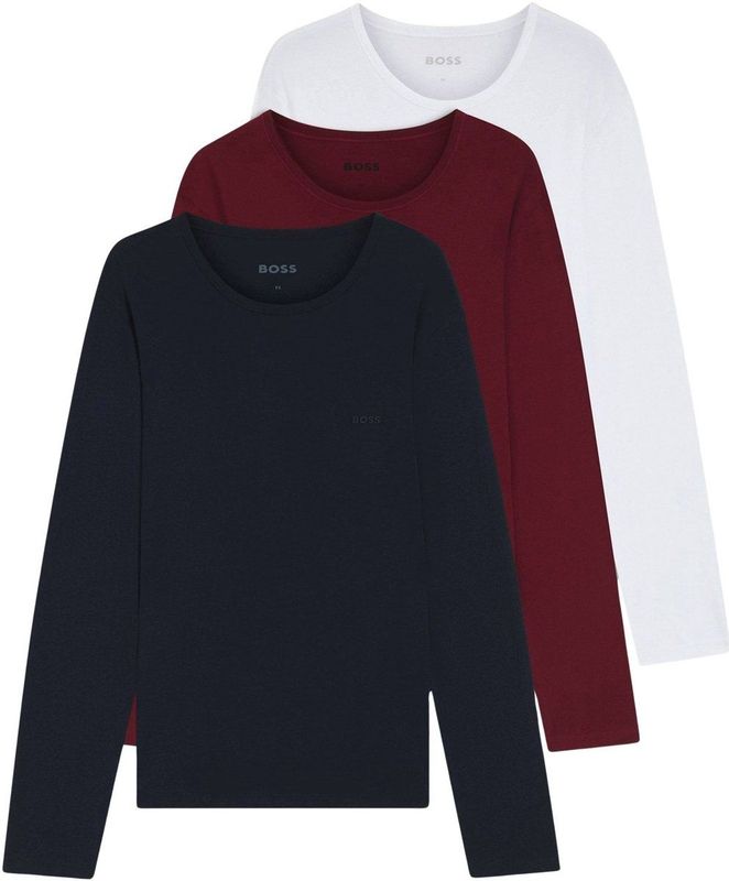 Boss - T-shirt Lange Mouw - Blauw - 3-Pack