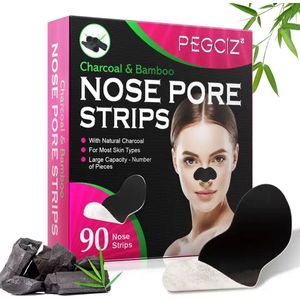 ®PEGCIZ - Neusstrips (90 stuks) - Houtskool - Mee-eters Verwijderen -Diep Reinigend - Blackhead Removal - Verstopte Poriën - Peeling Nosestrips - Zwart