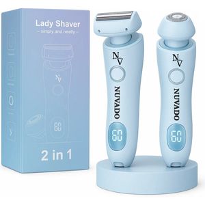 Nuvado Oplaadbare 2 in 1 Ladyshave voor Vrouwen - LadyGroomer - Inclusief Reiszakje - Trimmer Vrouw - Scheerapparaat Vrouwen - Bikinitrimmer - Benen En Armen - Reizen