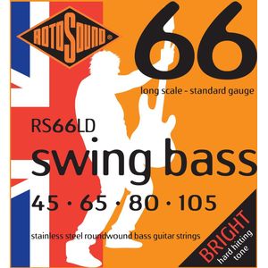 Rotosound bas snaren RS66LD 4er 45-105 Swing bas 66, Stainless Steel - Snarenset voor 4-string basgitaar