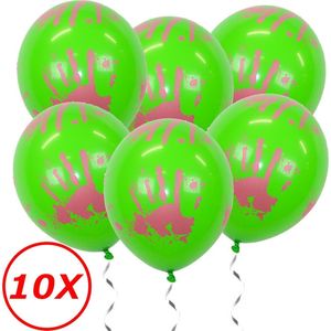 Halloween Decoratie Versiering Groene Helium Ballonnen Feest Versiering Halloween Accessoires Bloed afdruk – 10 Stuks