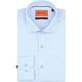 Suitable - Overhemd - Lichtblauw - Twill Print - Heren - Slim-Fit