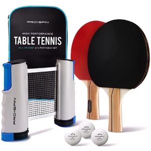 Draagbare Tafeltennis set | All-in-one kit | Verplaatsbaar Tafeltennisnet | 2 tafeltennisbatjes | 3 Tafeltennisballen | Zomer | Camping  | DELMAI