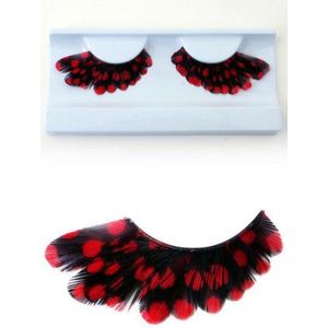 Wimpers veertjes zwart met rode stippen