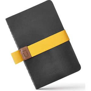 Beblau POCKET Notebook | Set van 3 notitieboekjes met elastische band en pennenhouder | Draagbaar | School, Thuis, College | Accessoires voor Thuiskantoor | Geweldig cadeau | Kleur: Zwart/Geelrijs