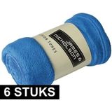 6x Fleece dekens/plaids kobaltblauw 120 x 160 cm - Woondeken - Fleecedekens