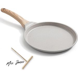 Mrs. Jones Crepe Pan antiaanbaklaag gegoten aluminium pannenkoekenpan 20 cm geschikt voor inductie met Witte kleur .