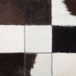 BERGAMA - Patchwork vloerkleed - Zwart - 140 cm - Koeienhuid leer
