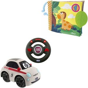 Chicco bundel - Fiat 500 - Bestuurbare Speelgoedauto & Babyboekje Junior 19 X 19 Cm Polyester Geel/groen