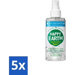 Happy Earth – Deodorant Just-Add-Water Spray – 100% Natuurlijk Unscented – 100 ml - Bulkverpakking - 5 stuks