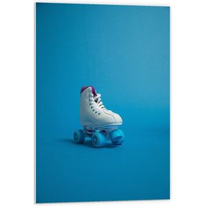 Forex - Wit/Blauwe Rolschaatsen met Blauwe Achtergrond - 60x90cm Foto op Forex