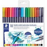 STAEDTLER Design Journey - Dubbele Brush pen met penseelpunt - set 18 st