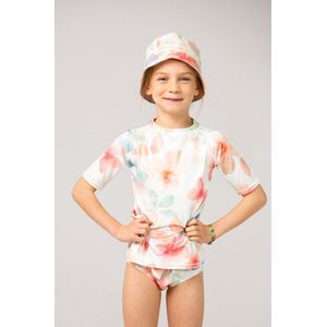 Ducksday - UV-Zwemshirt voor kinderen - UV-werend UPF50+ - Rashguard met Korte mouwen - meisje - Bliss - Bloemen pastel - maat 4 jaar