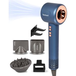 Techard Ionische Haardroger Fohn met Diffuser voor Krullen Haarfohn Ultra Stil en Superkrachtig met Extra Grote Diffuser Hair Dryer Reisfohn 110.000RPM - Inclusief Opbergtas