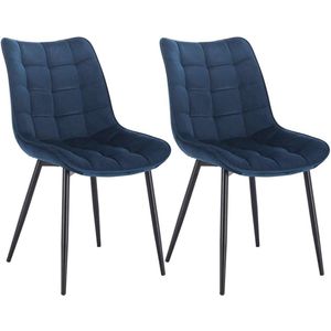 Happyment Luxe Eetkamerstoelen - Velvet Blauw - Woonkamerstoelen - Keukenstoelen - Kuipstoel - Set van 2, 4 of 6