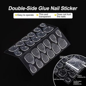 10 strips van elk 25 stuks Press On Nails Self-adhesive Glue with Double sided orange wood nail pick - Stuks Strong adhesive Glue - Press On Nails Lijm en dubbelzijdige oranje houten nagelprikker- Sterk klevende lijm- Easy Apply Nail Glue
