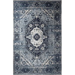 Perzisch Tapijt ""Blue Jaya"" Vintage Vloerkleed met Oosterse Medaillon 160x230 cm