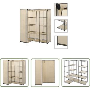 vidaXL Kledingkast - Hoekkast - Hoekkledingkast 130x87x169 cm crème - Kledingopslag - Garderobe - Interieurdecoratie
