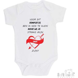100% katoenen Romper Zwangerschap Aankondiging 2.0 ""Voor dit rompertje ben ik nog te klein maar wil je straks mijn oma zijn"" Unisex Katoen Wit/zwart/rood Maat 62/68