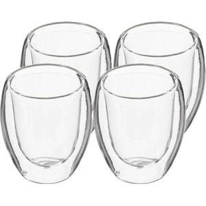 Set van 6x espressokopjes dubbelwandig glas - 70 ml - Espresso en ristretto kopjes